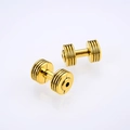 Polished golden dumbbell-shaped beaded charms for DIY jewelry making and fashion accessories - Antique Gold