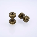 Retro bronze dumbbell spacer beads with stripe texture for DIY jewelry making - Cyan Bronze