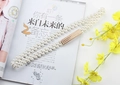 Detail of elegant four-row pearl elastic waist chain with gold rhinestone buckle - Rectangular Gold