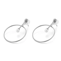 Orecchini a cerchio in argento con perle bianche e design minimalista contemporaneo - Color Acciaio (KE81948-K)