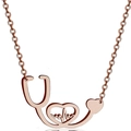 Collana stetoscopio in oro rosa con ciondolo a cuore e linea ECG in acciaio inossidabile - Oro rosa