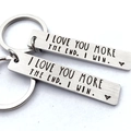 Porte-clés duo en acier inoxydable avec texte gravé I LOVE YOU MORE THE END I WIN - Plus / 12*50MM