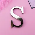 3D silver mirror acrylic letter S wall sticker for modern home background decor - S