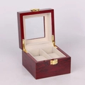Deep red wood 2-slot watch box with high-gloss finish and soft cream lining - 2 Slots Red