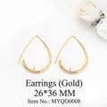 Gold teardrop earrings 26x36mm minimalist metal jewelry components for DIY crafts - MYQD0008 Drop Hook Earring 26*36mm