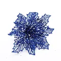 Blaue Glitzer-Weihnachtssternblume mit hohlen Blütenblättern für Weihnachtsbaumschmuck - Blau