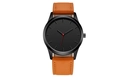 Minimalist business watch with black dial, matte case and orange leather strap - Black Dial Orange Strap