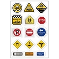 DIY road track paper tape set with 15 styles of traffic signs and warning stickers for kids - Car Stickers - Style C