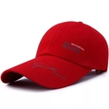 Unisex red canvas baseball cap with sports embroidery and adjustable strap for outdoors - Adjustable / Red