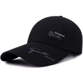 Unisex black canvas baseball cap with recreation sports embroidery and sports mind printed brim - Adjustable / Black