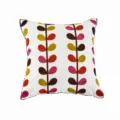 Decorative embroidered leaf cushion cover with brown piping for modern home sofa living room. - 45*45 (No Core) / Sprout Orange