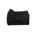 Elastic baby headband with large black textured bubble fabric bow and soft knit finish - Black