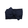 Navy blue elastic baby headband with large textured fabric bow on a white background - Navy Blue