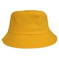 Detailed close-up showing the precise stitching and cotton texture of a yellow bucket hat - Yellow