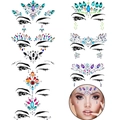 Detail showing various crystal face rhinestones and tattoo stickers for makeup looks - Set 34