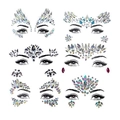 Detailed set of six unique crystal facial jewels with colorful resin rhinestones - Set 37