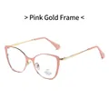 Occhiali anti-luce blu occhio di gatto con montatura rosa e aste in metallo oro - Oro Rosa