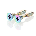 Macro detail of rainbow plated stainless steel screw stud earrings with a mirrored reflection - Colorful