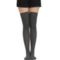 Knee-high dark grey dance socks with ribbed cuffs for women in soft knitted fabric - L (Height 52cm) / Dark Gray