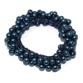 Élastique à cheveux tissé à la main avec des perles bleu foncé métallisé chic - Bleu Marine