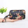 Three-layer fabric wallet with vintage rose pattern and convenient wrist strap - Vintage Rose