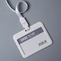 White horizontal PP ID card holder set with frosted finish and fabric neck lanyard - Horizontal - White + Lanyard