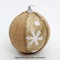 Palla di Natale in lino con fiocchi di neve glitter dorati e gancio argento, 10 cm - Stile Fiocco di Neve 10cm