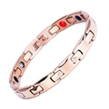 Rose gold stainless steel link bracelet for men with red and black germanium stones inlay - 8mm / Rose Gold