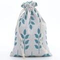 Cotton drawstring pouch with blue leaf pattern for jewelry or sachets storage - Blue Leaf