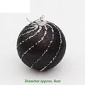 8cm matte black Christmas ball ornament with silver glitter spirals and hanging string - Type B (8cm Matte Spiral Ball)