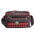 Borsa a tracolla in tela a righe colorate stile etnico con tracolla regolabile e zip - Strisce rosse