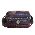 Borsa a tracolla etnica in tela con motivi a trama colorata e cinghia regolabile - Motivo a Onde Gialle