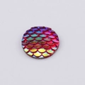 Cabochon tondo 20mm in resina a scaglie di pesce rosso con effetto glitterato AB colorato - Rosso Iridescente (8(Lavorazione)) / 18mm