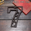 Retro industrial cast iron wall decor number 7 with vintage scrollwork design - Number 7