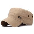 Khaki washed cotton cadet cap for men with SPORT logo and metal eyelets for outdoor wear - Adjustable / Beige