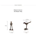 Coppia di portacandele vintage in ghisa a forma di uccellino con finitura in bronzo - Stile Uccello a Gambe Lunghe (13566)