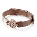 Bracciale a maglia oro rosa con intarsio centrale in madreperla a forma di cuore - Oro Rosa (KB108637-K)