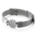 Bracciale a maglia in acciaio inossidabile argento con ciondolo cuore e madreperla rosa - Colore Acciaio (KB108635-K)