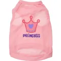 Pink dog vest with crown and Princess lettering for small dogs and cats - XS / Pink