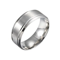 8mm gebürsteter Edelstahlring mit polierten abgeschrägten Kanten für Damen und Herren - US 6 / Silber