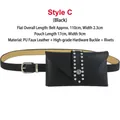 Women's black PU leather belt with rivet studs and a removable mini envelope waist bag - Waist Bag Style C (Black)