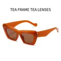 Retro thick amber tea frames with matching brown lenses cat-eye sunglasses - Tea Frame Tea Lens