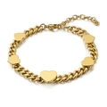Elegante bracciale a catena dorata con ciondoli a forma di cuore e chiusura a moschettone - Oro (KB108655-K)