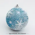 Pallina di Natale blu da 10 cm con motivo a fiocco di neve bianco e glitter lucidi - 10cm / Blu
