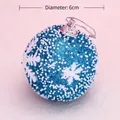 Pallina di Natale blu con paillettes da 6cm con fiocchi di neve in schiuma e cappuccio argento - 6cm / Blu