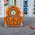 Lion shaped wooden magnetic maze toy with colorful beads and a red stylus for kids - Lion