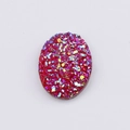 Oval red resin druzy stone with iridescent glitter for DIY jewelry making accessories - Red (3)