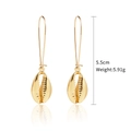 Golden shell earrings in bohemian style with textured alloy finish and long hook design - Glossy Metal Shell Hook Style (E1903-28)