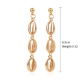Bohemian gold shell drop earrings featuring 6.5cm length and 9.52g weight detail - Triple Metal Conch Style (E1903-23)