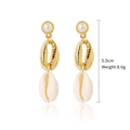 Bohemian style long drop earrings with natural white shell and faux pearl beads - 3-Tier Artificial Pearl Shell Style (E1903-19)